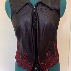 Lip Service Black Corset w/Red Trim-Vintage